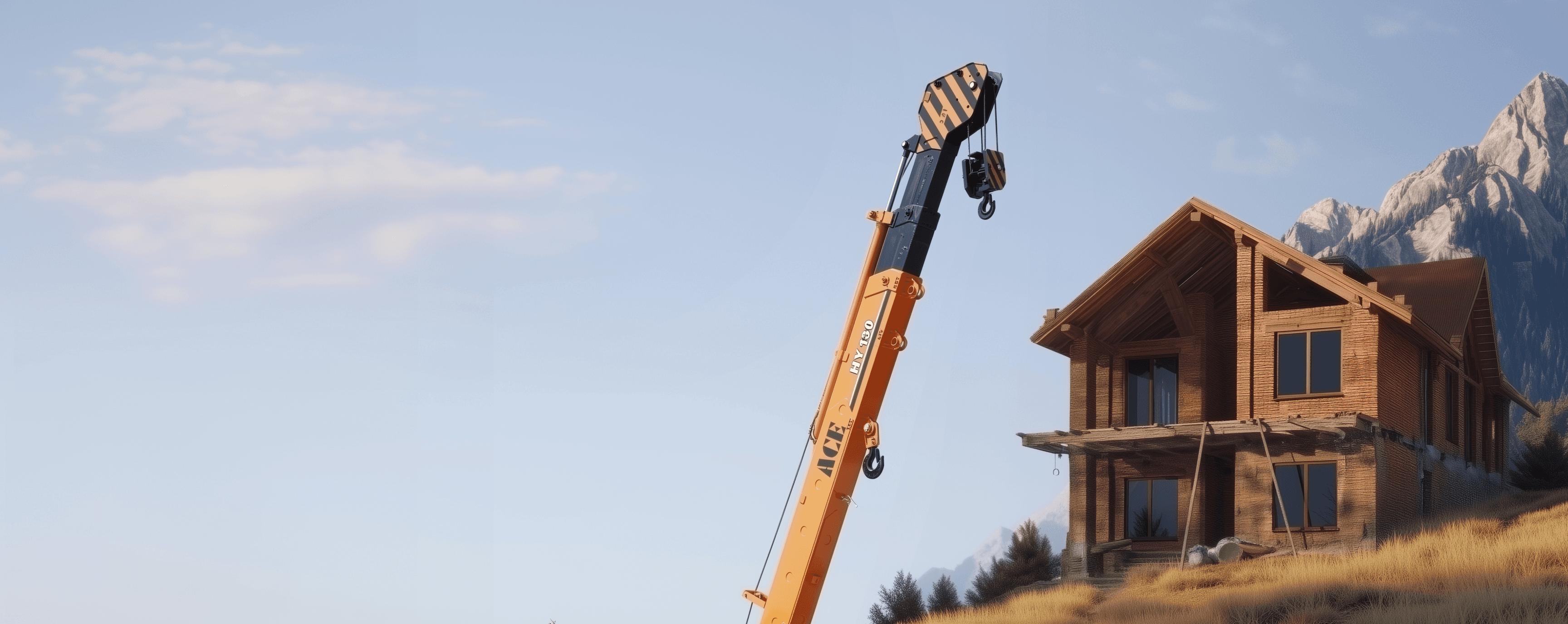 Crane lifting roofing materials